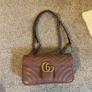 Elegant Mauve GG Quilted Heart Bag